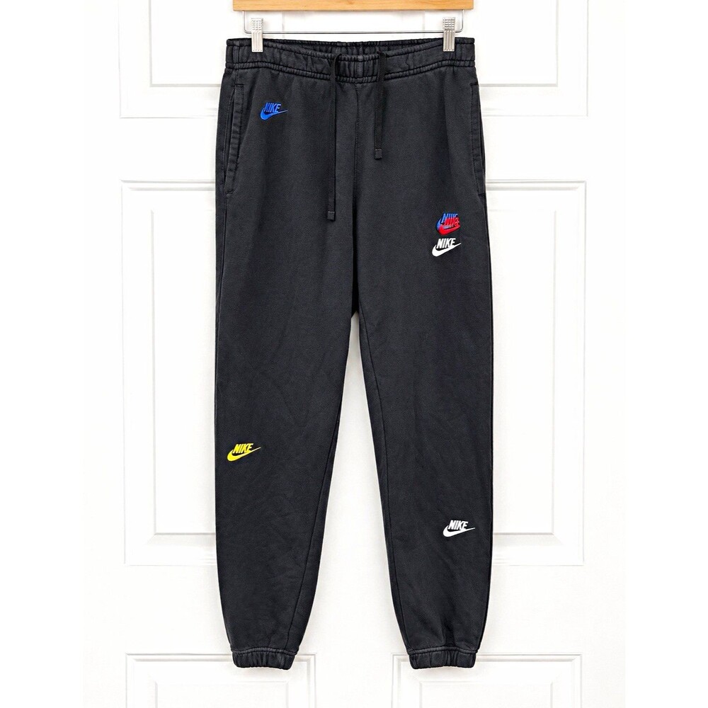 Nike Men’s Small Multi Logo Sweatpants Black Swoosh Y2K Jogger